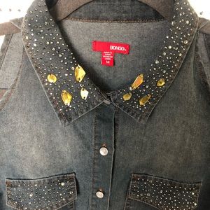 Tie-Up cropped Top/ Denim button on shirt